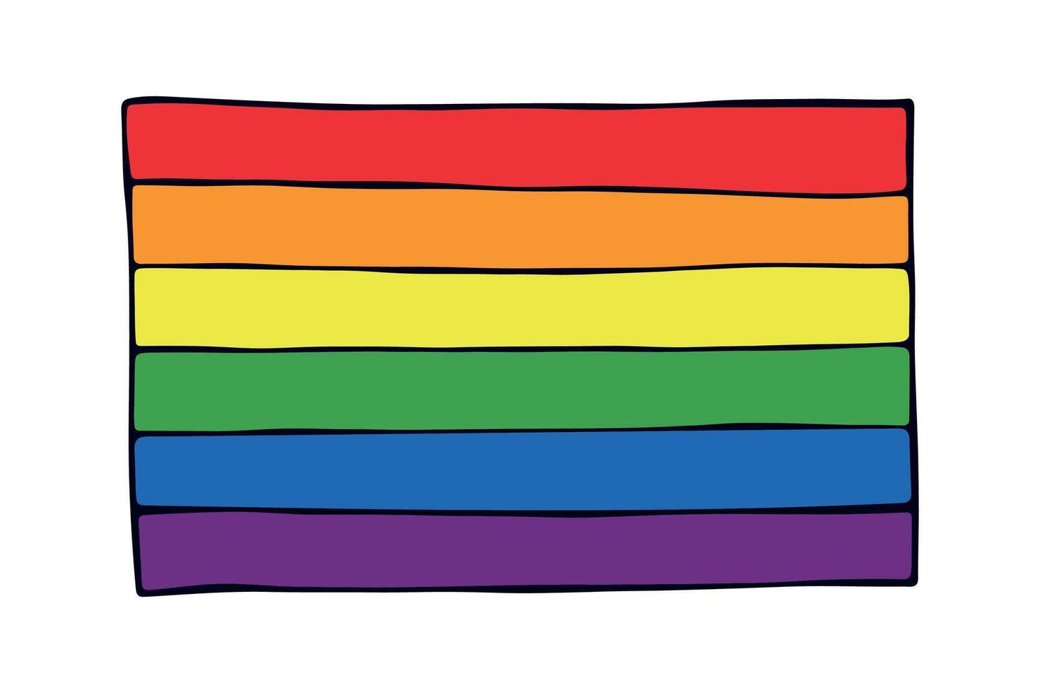 Colorful pride flag Happy pride day LGBTQ community Pride Month hand drawn doodle for posters, stickers, logo, cards eighteen vector