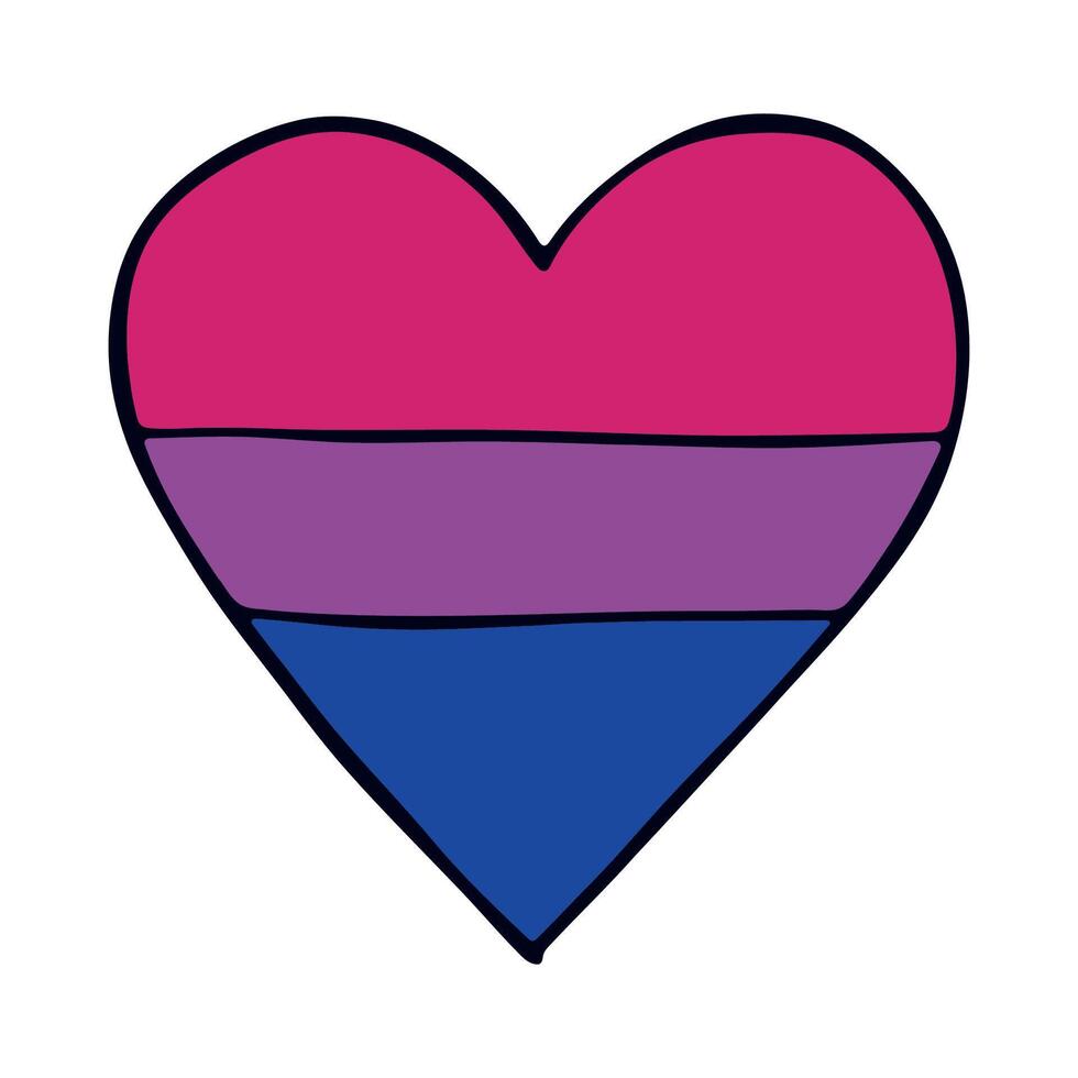 Colorful heart shape pride flag Happy pride day LGBTQ community Pride Month hand drawn doodle for posters, stickers, logo, cards seven vector