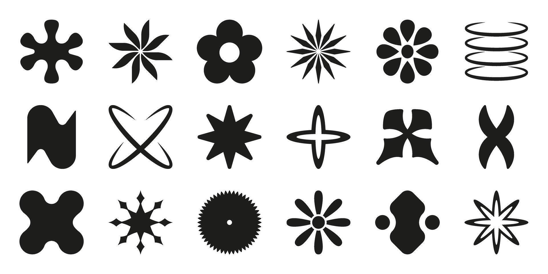 Abstract Geometric Shapes Solid Icon Set. Creative Design Elements, Patterns, Symbolic Silhouette Collection. Versatile For Branding, Decoration, And Artistic Projects. Isolated Illustration vector