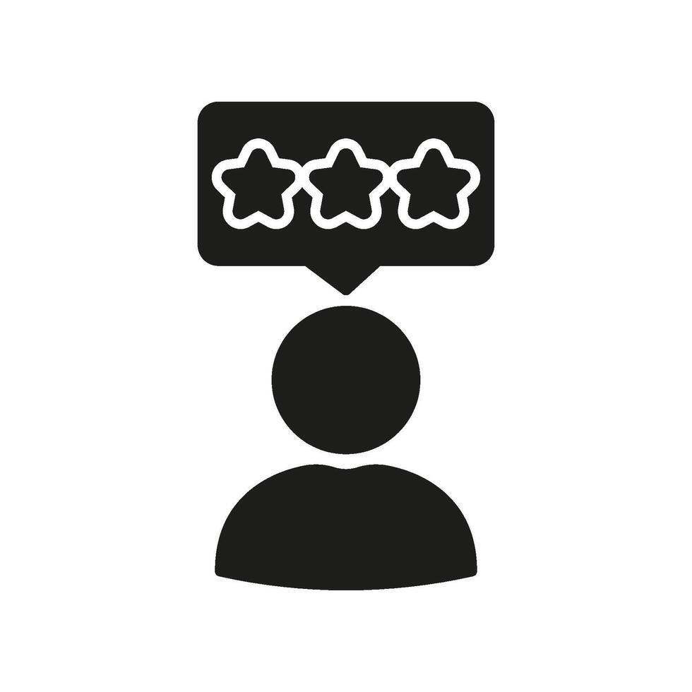 User Review With Three-Star Rating Solid Icon. Customer Feedback And Satisfaction Silhouette Symbol. Evaluation And Consumer Experience Representation. Isolated Illustration vector