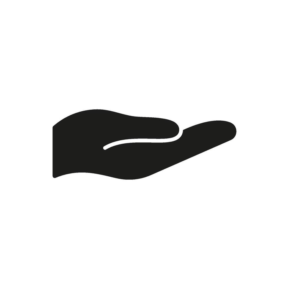 Open Hand Gesture Solid Icon. Support, Service, And Offering Silhouette Symbol. Symbolizes Helping Hand And Generosity. Isolated Illustration vector