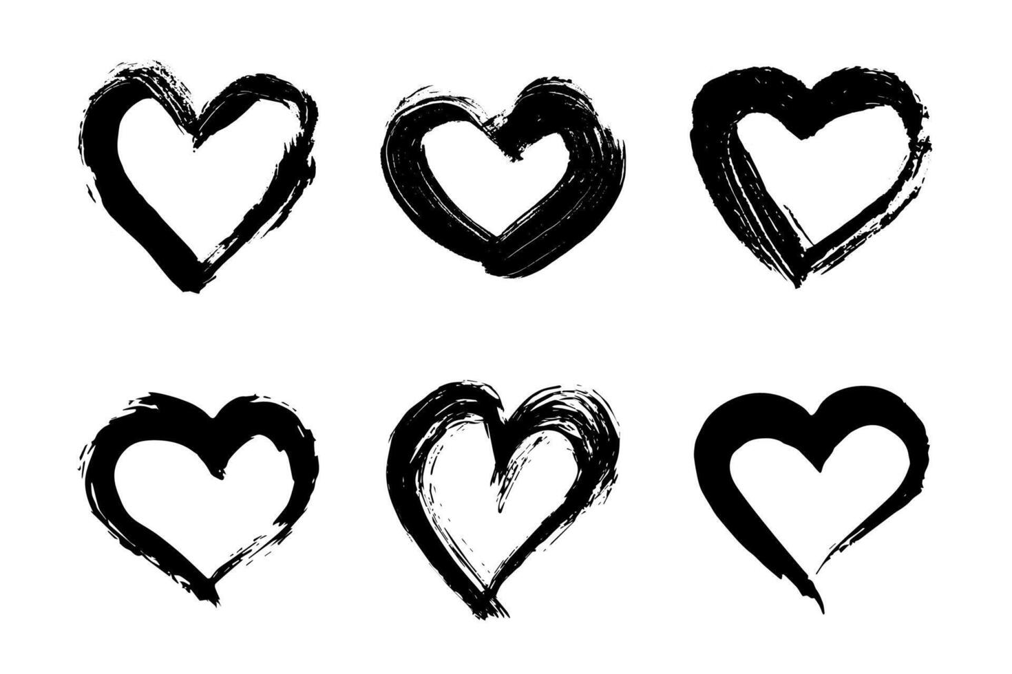 three Set of simple hand drawn heart drawing illustration Scribble heart doodle Love clipart vector