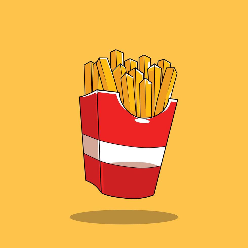 French fries illustration, . Food Object Icon Concept Isolated Premium . Flat Cartoon Style vector