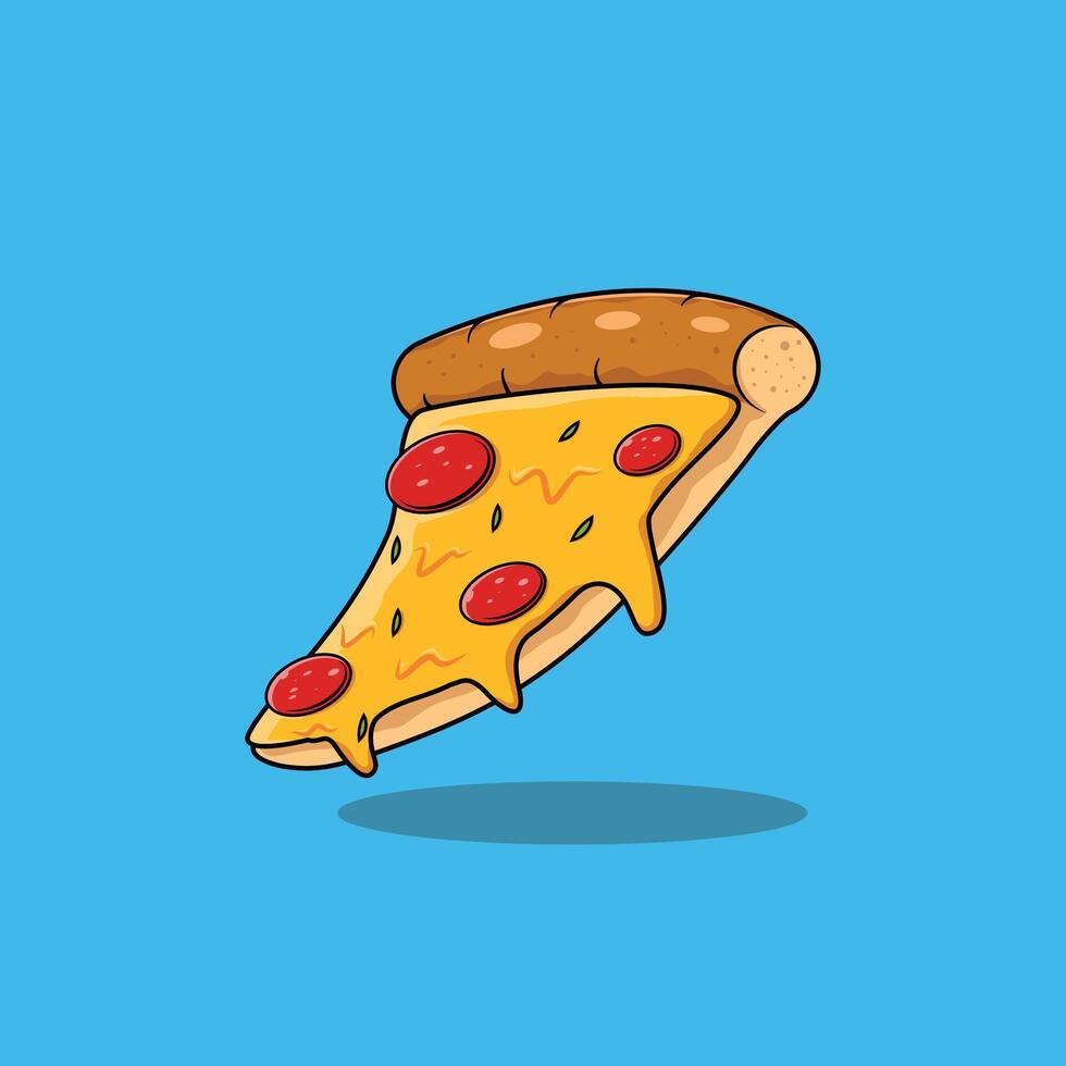 Cheese pizza slice with pepperoni vector