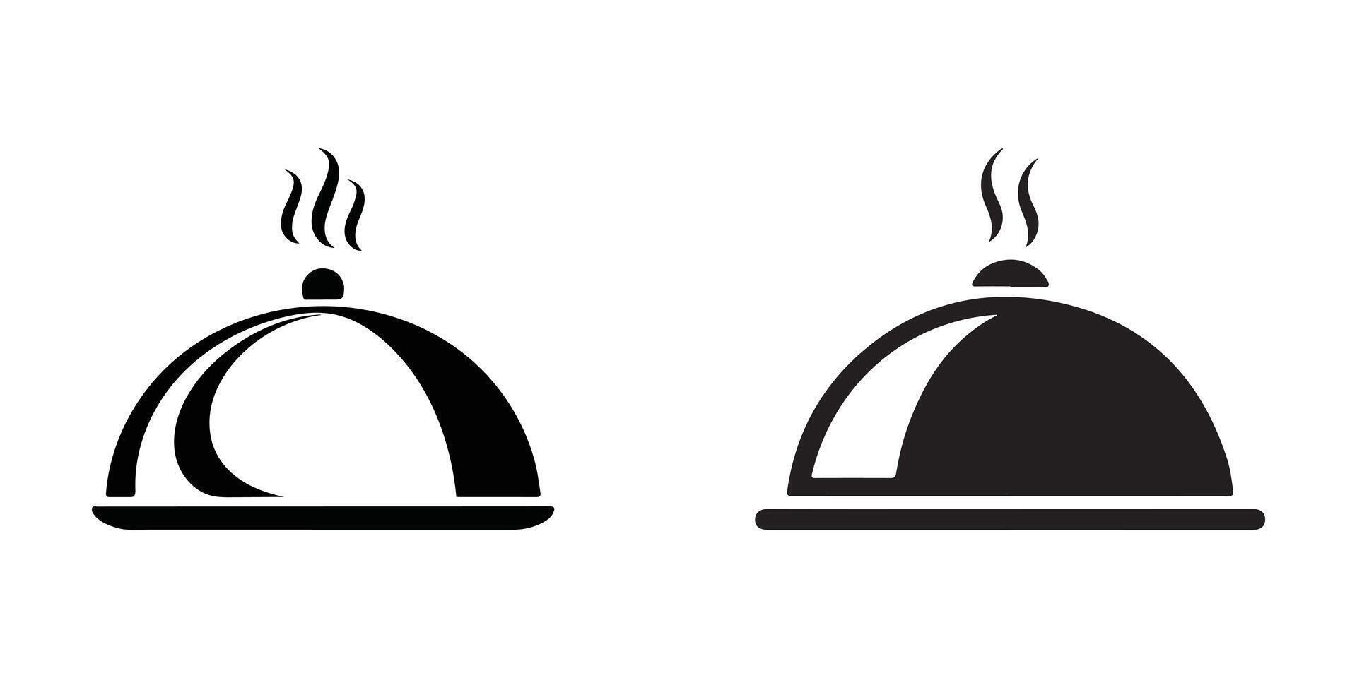 Elegant Black and White Cloche Serving Dome Silhouette Illustration vector