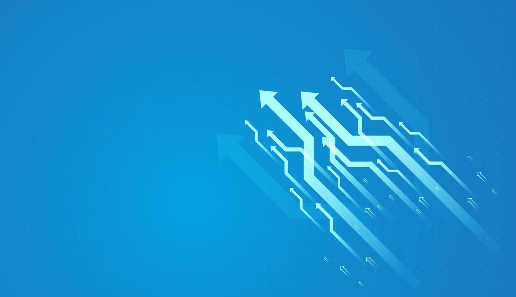 Collection of Arrows concept for up trend, charts, value, performance. The arrows with circuit-like paths represent progress and innovation, ideal for themes in finance, business concepts vector