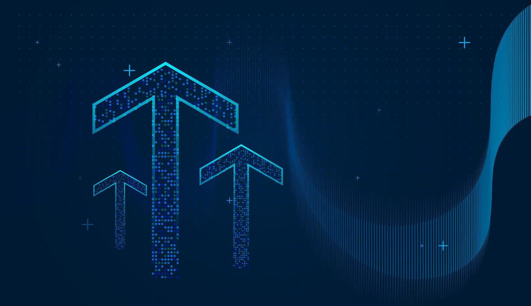 The gradient size of the arrows, from small to large, visually represents improvement, achievement, or business and financial growth. illustration vector