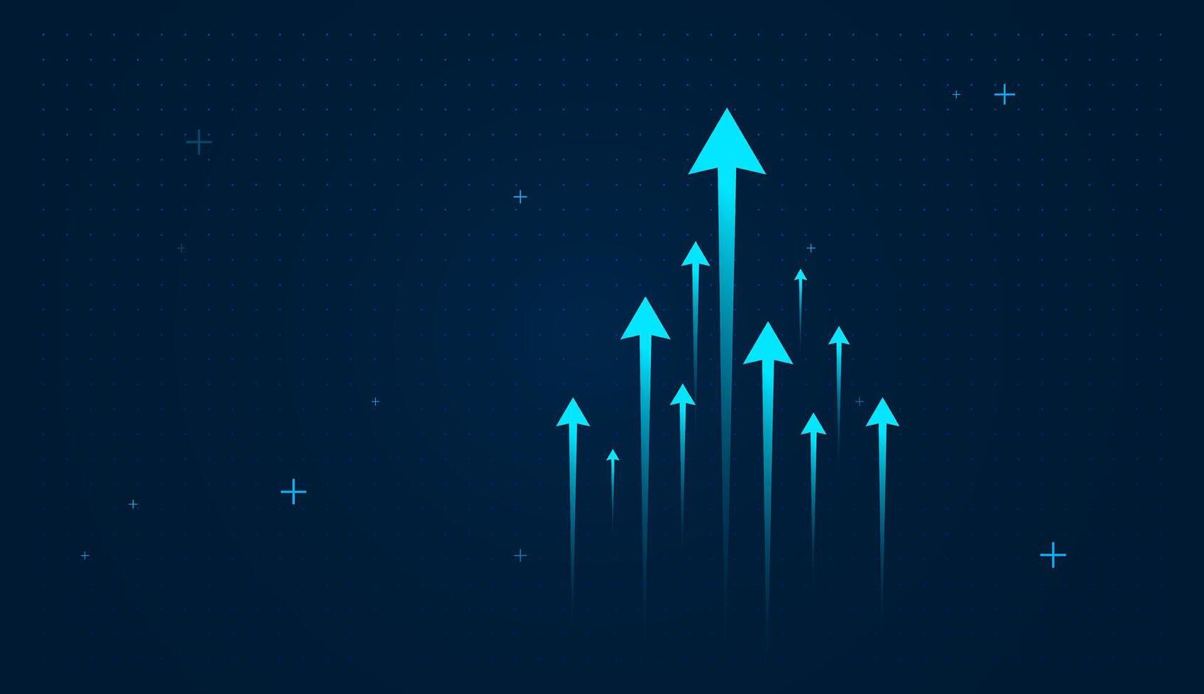 group of bright blue arrows The arrows are arranged in a dynamic formation, angled diagonally to suggest a powerful upward trend or breakthrough performance vector