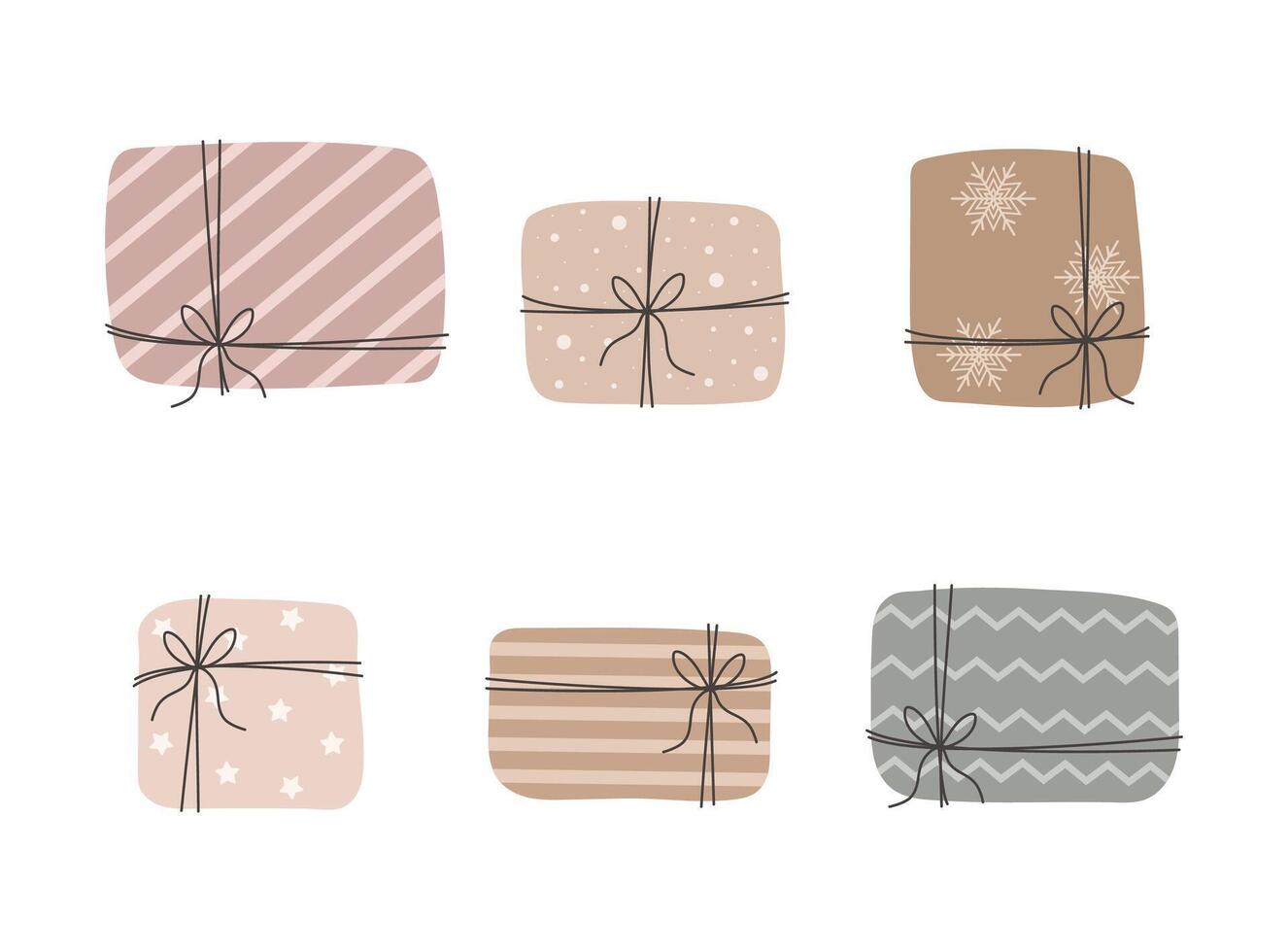 Set of eco gift box. isolated on white background. Collection of natural craft paper package in pastel colors. illustration in flat style. Save the planet vector