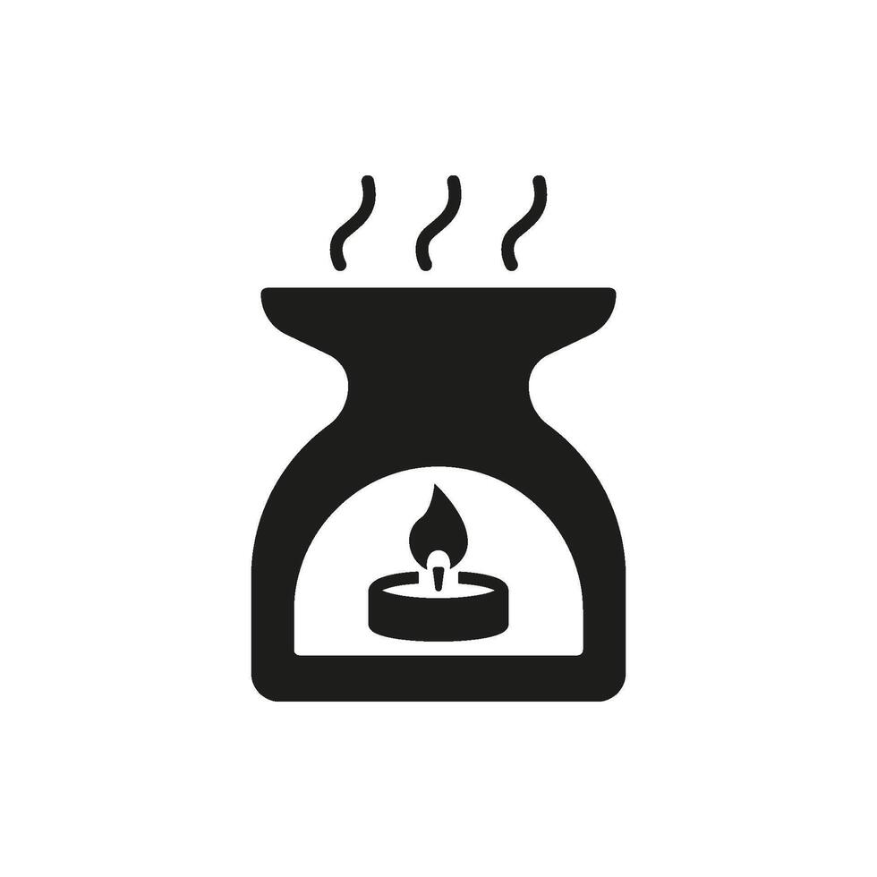 Aromatherapy Oil Burner Solid Icon. Relaxation, Fragrance Diffusion, And Home Ambiance Enhancement Silhouette Symbol. Spa And Wellness. Isolated Illustration vector