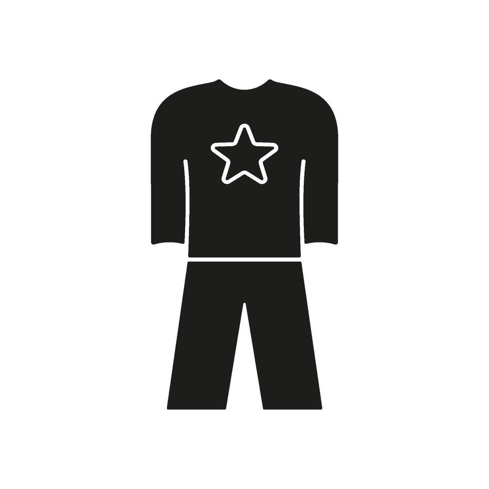 Clothing With Star Design Solid Icon. Fashionable Outfit, Casual Wear, And Style Representation Silhouette Symbol. Apparel And Trendy Clothing. Isolated Illustration vector