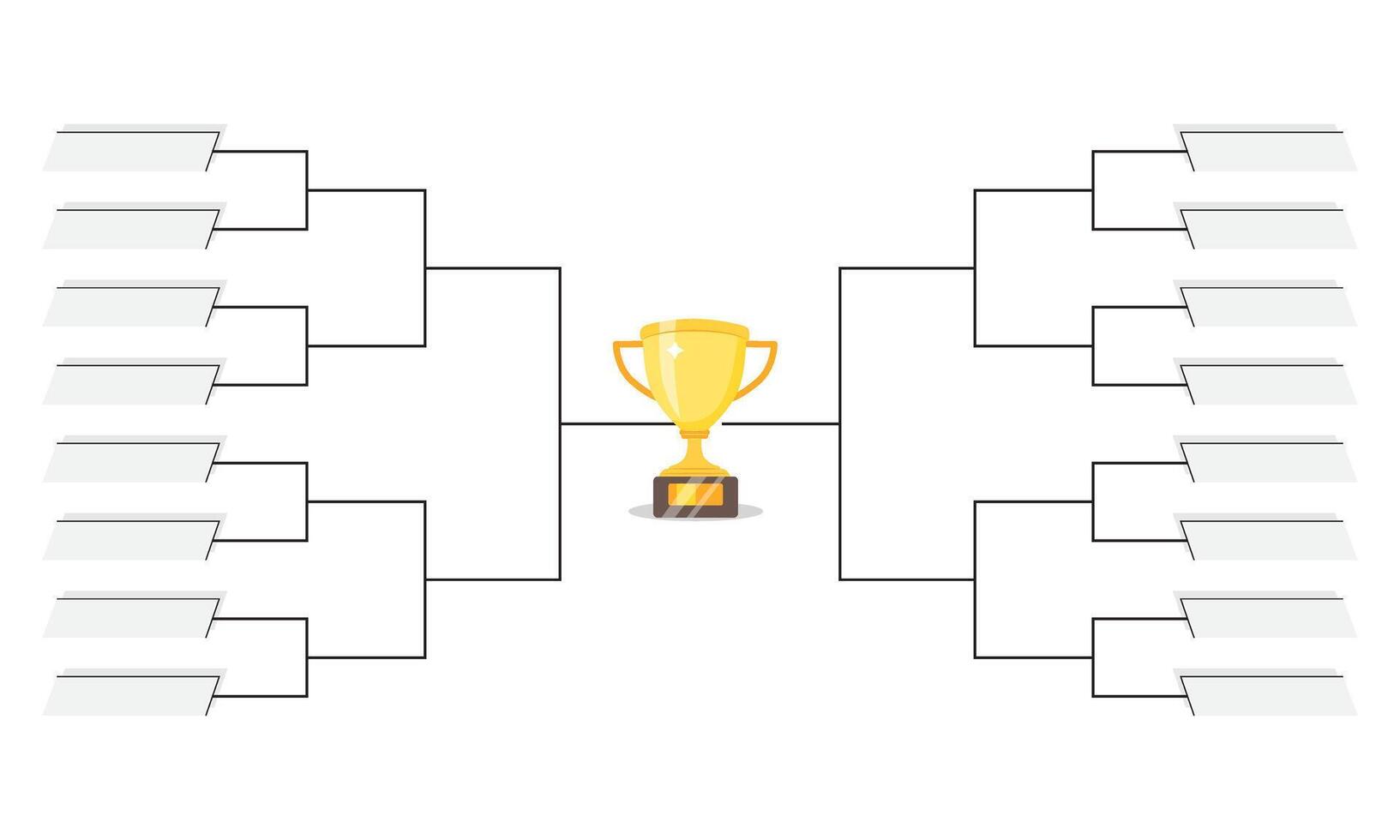 Simple black tournament bracket template for 16 teams isolated on white vector