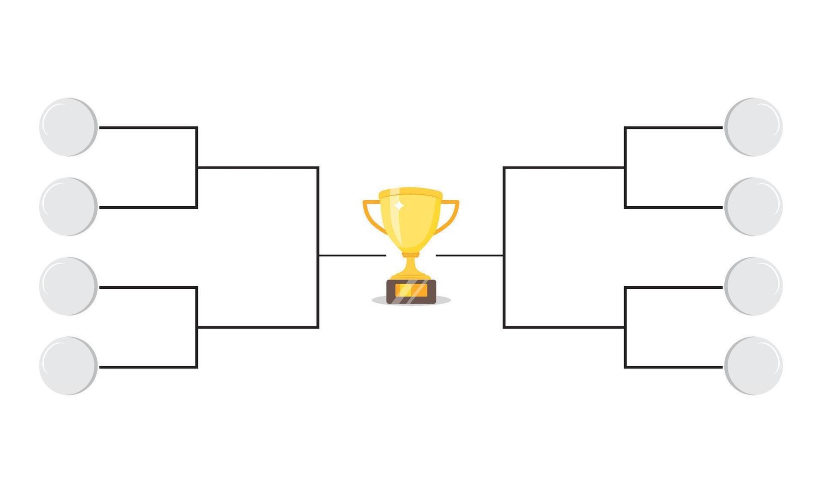 Simple black tournament bracket template for 8 teams isolated on white vector