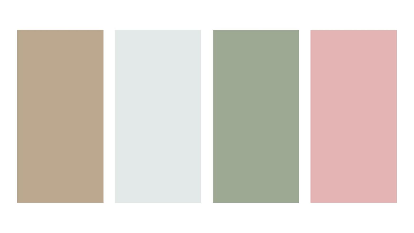 Nude, Misty Blue, Sage Green, Rosewater color palette. Set of bright color palette combination in rgb hex. Color palette for ui ux design. Abstract illustration for your graphic design, banner, poster vector