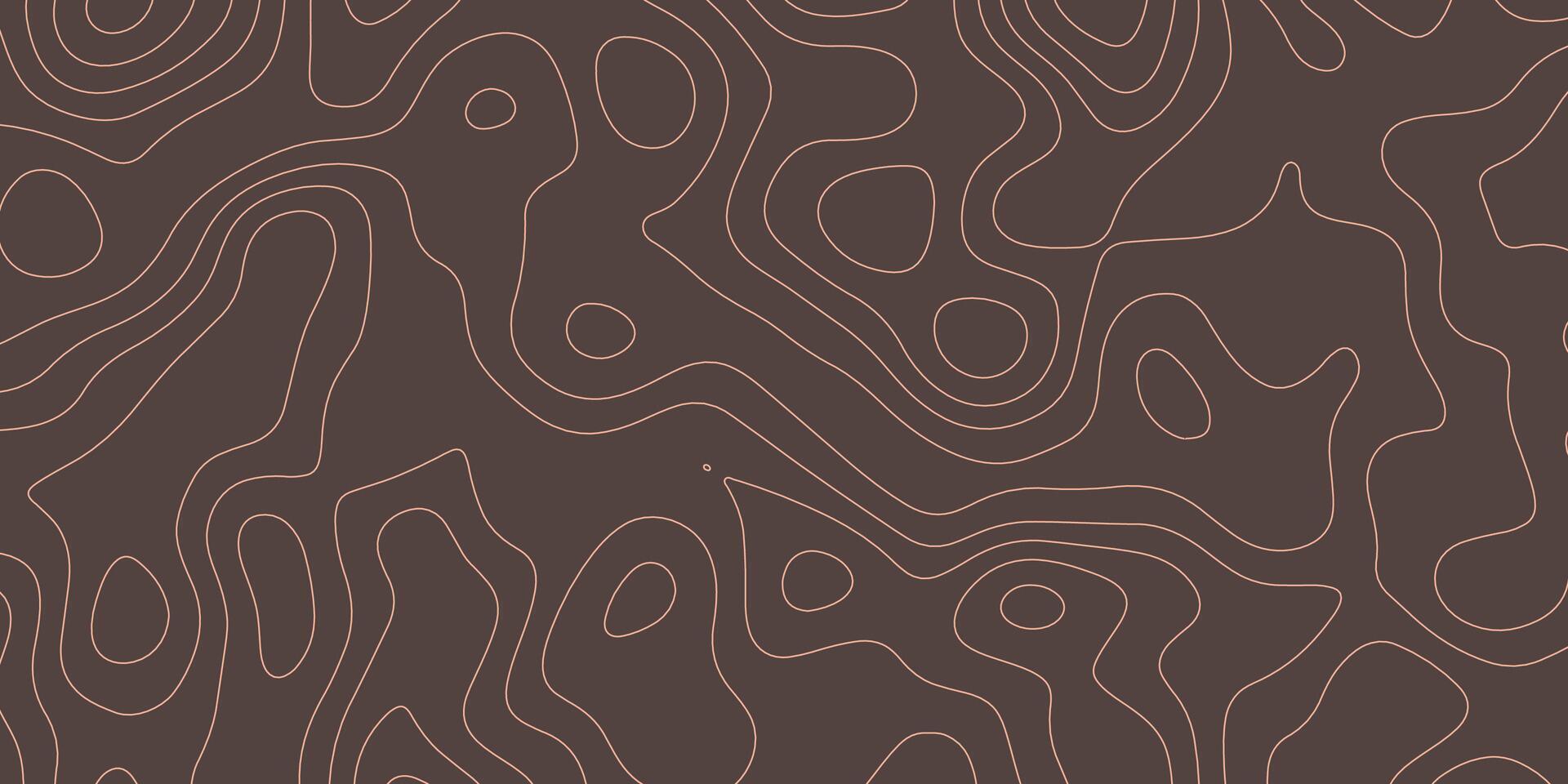 Abstract topographic map pattern on brown background vector