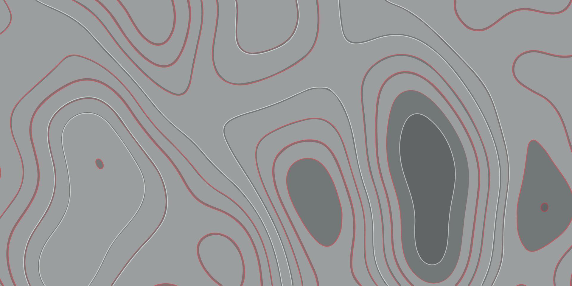 Dark Gray and Red Contour Line Topographic Background vector