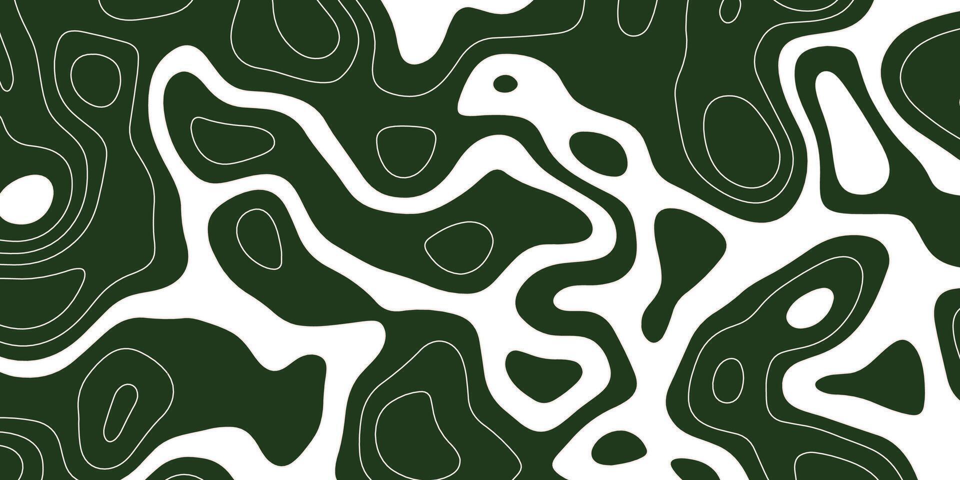 Abstract green camouflage with topographic contour shapes vector
