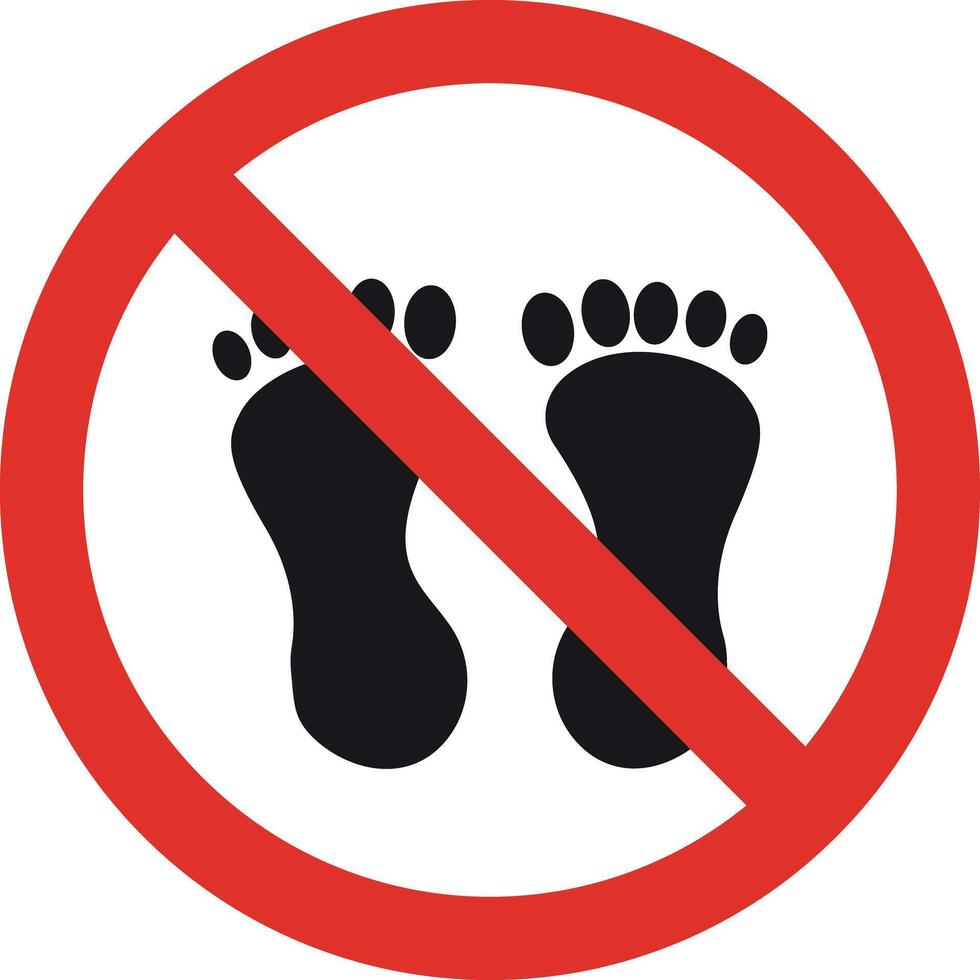 Do not step here sign . No barefoot sign . Do not walk here sign . illustration vector