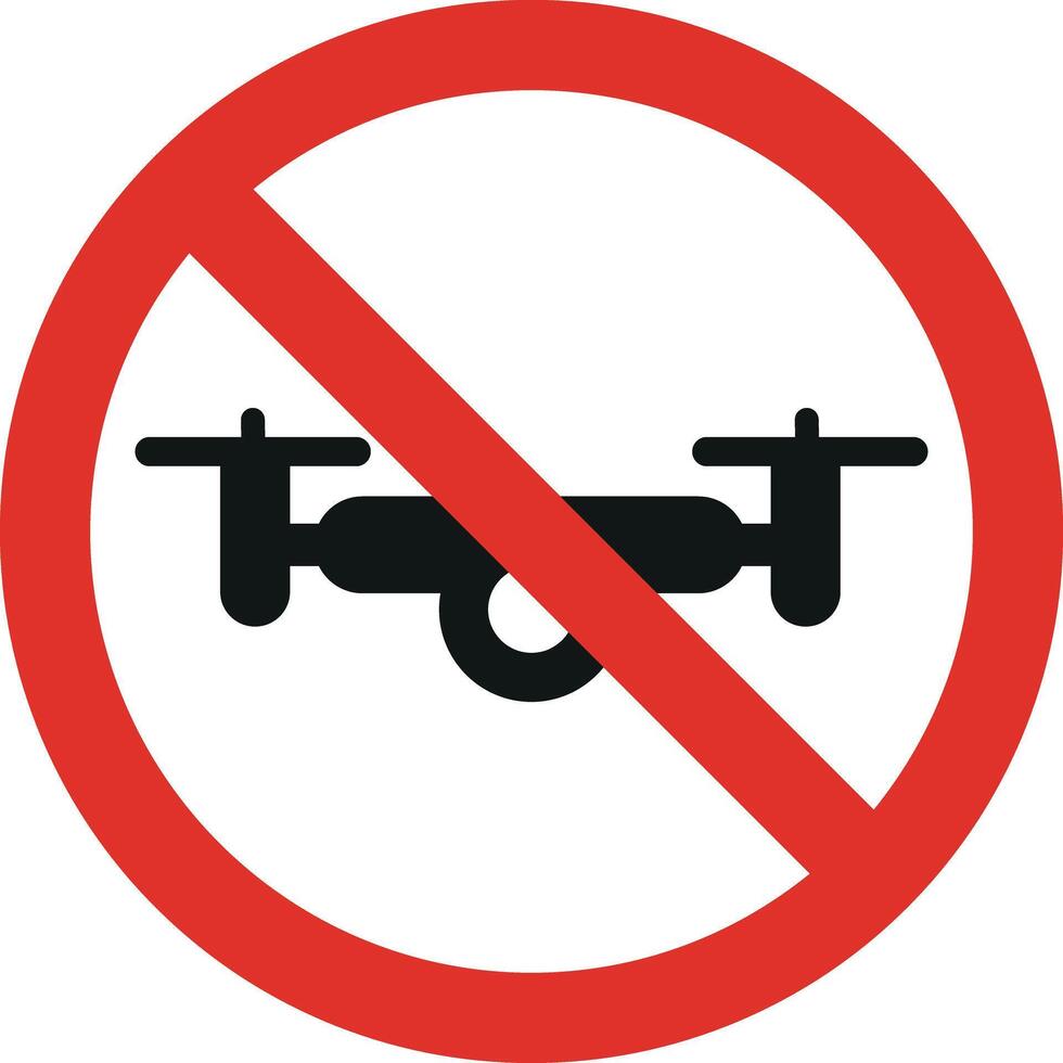 No drone sign . No drones allowed sign . No drone zone sign . illustration vector