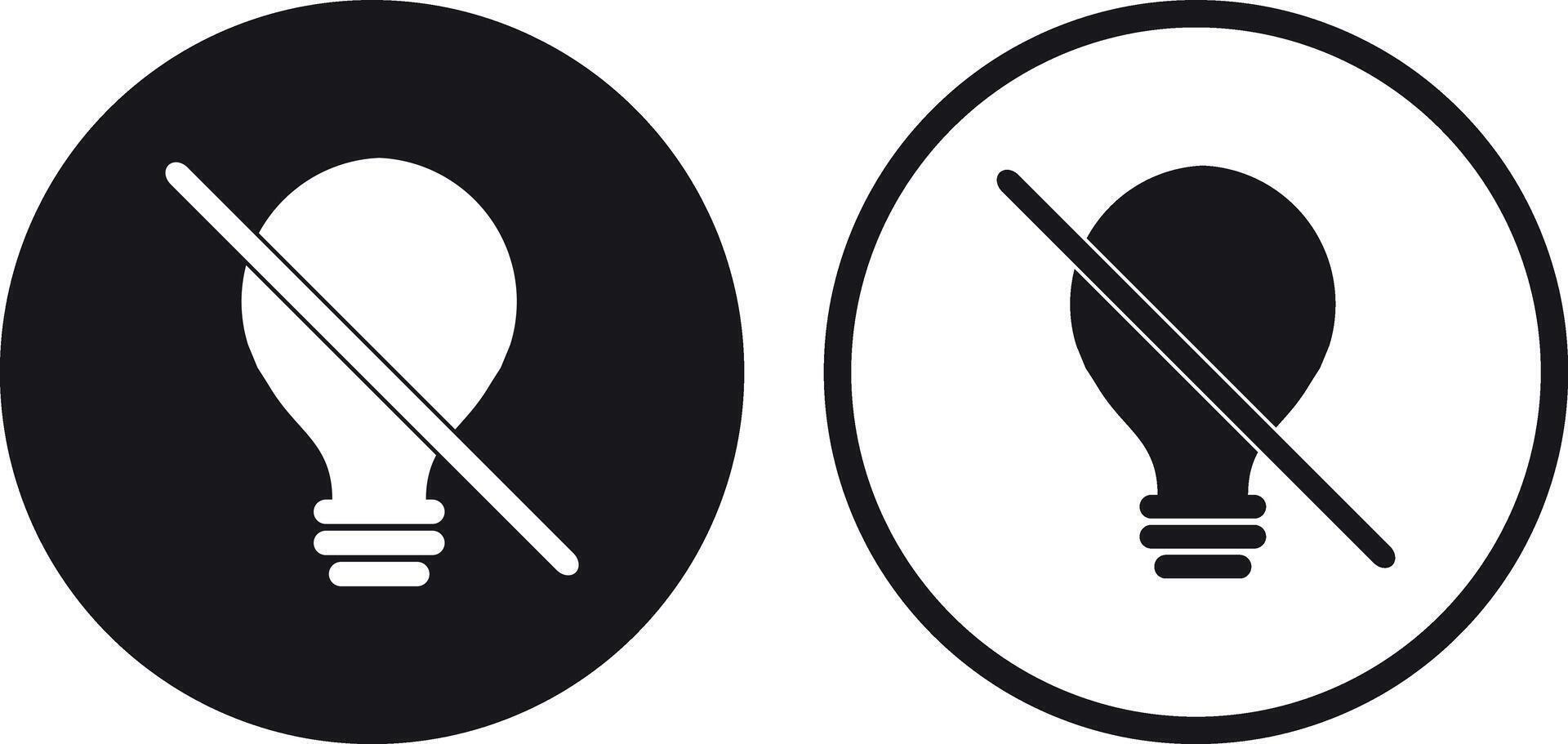 Light off icon set in two styles . No light icon . No idea icon . illustration vector