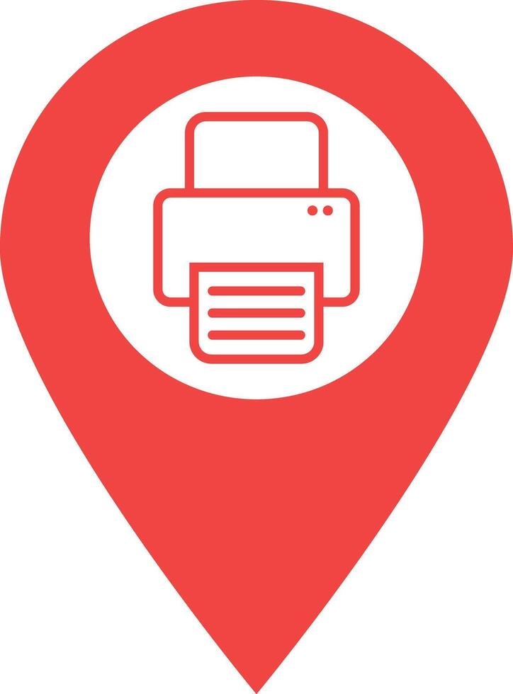 Printer map pointer icon . Printer location pin icon . illustration vector