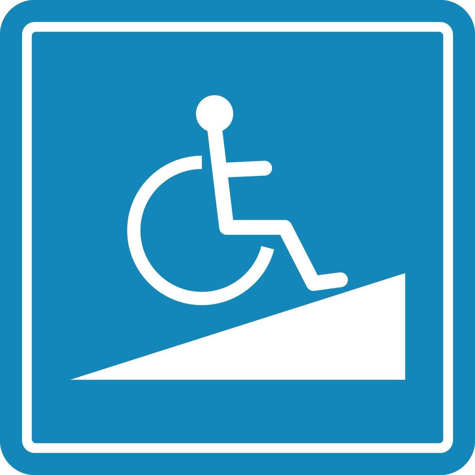 Wheelchair ramp sign in blue and white . Access ramp sign . illustration vector