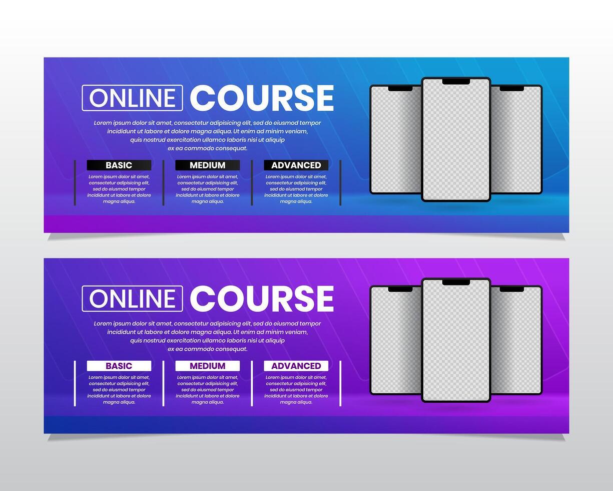 Online course with different levels vector