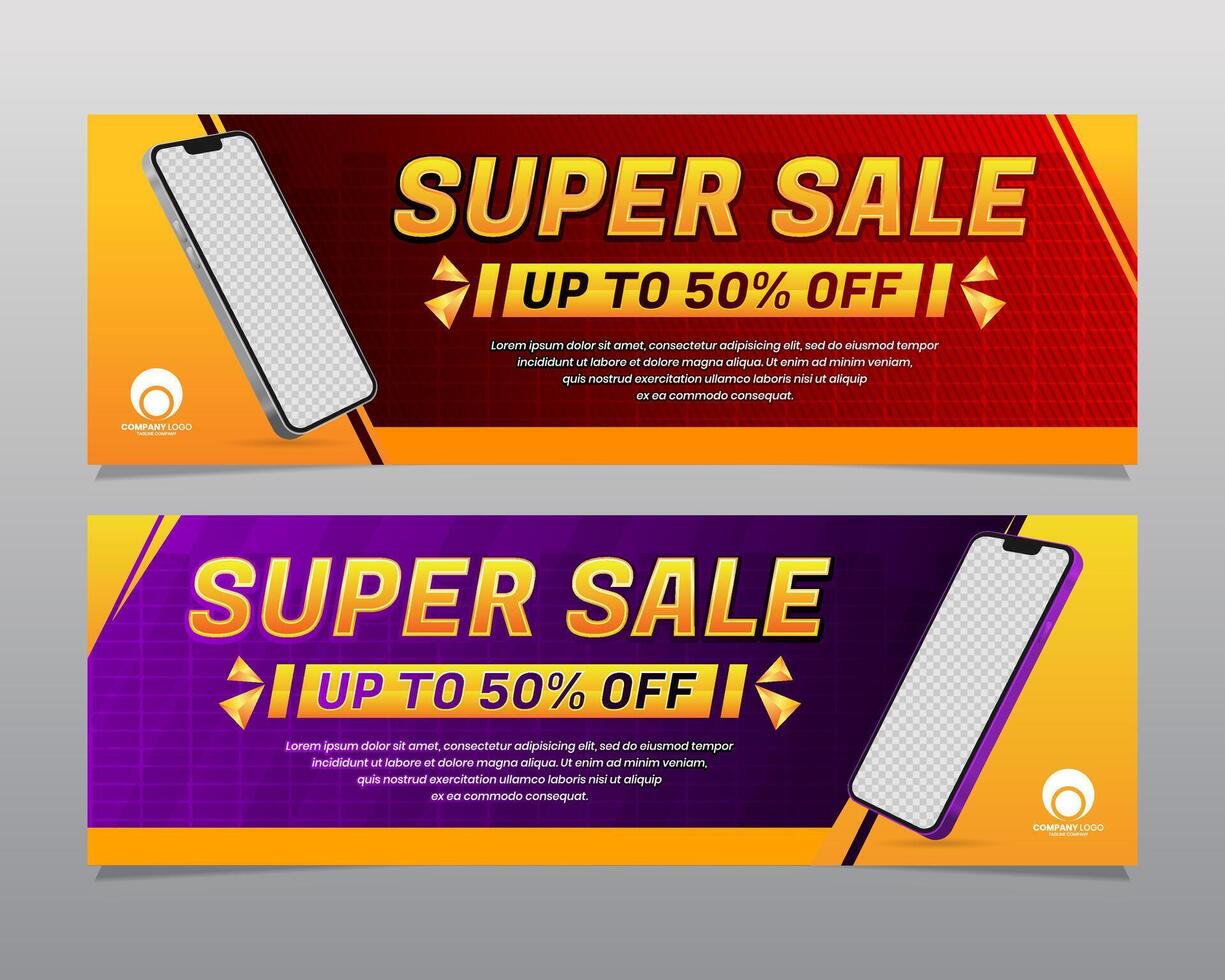 Super sale banner with phone placeholders vector