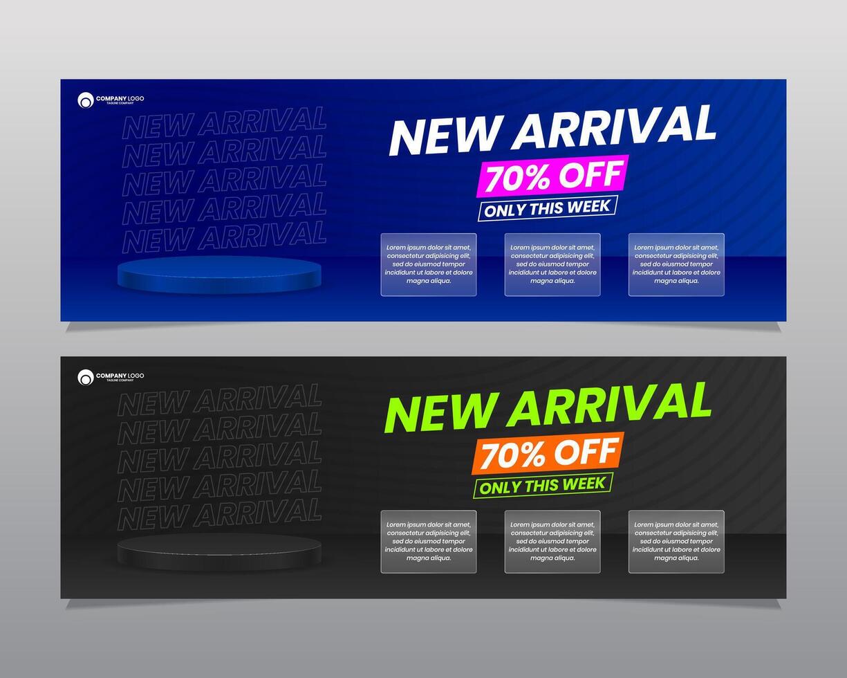 New arrival sale banner with discounts vector