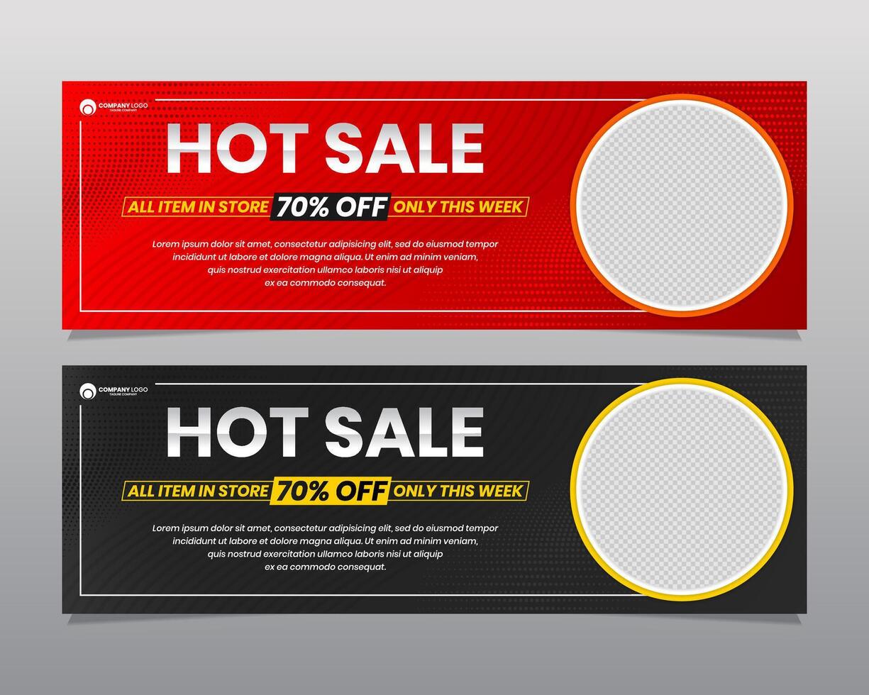 Hot sale banner with discount announcement vector