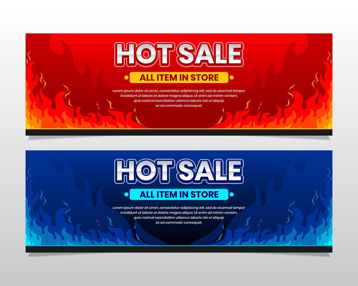 Hot sale banner in red and blue vector