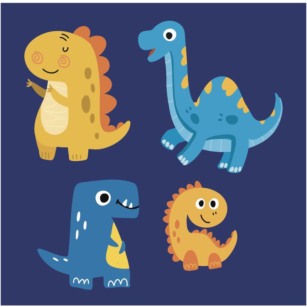 cute dinosaurus illustration vector