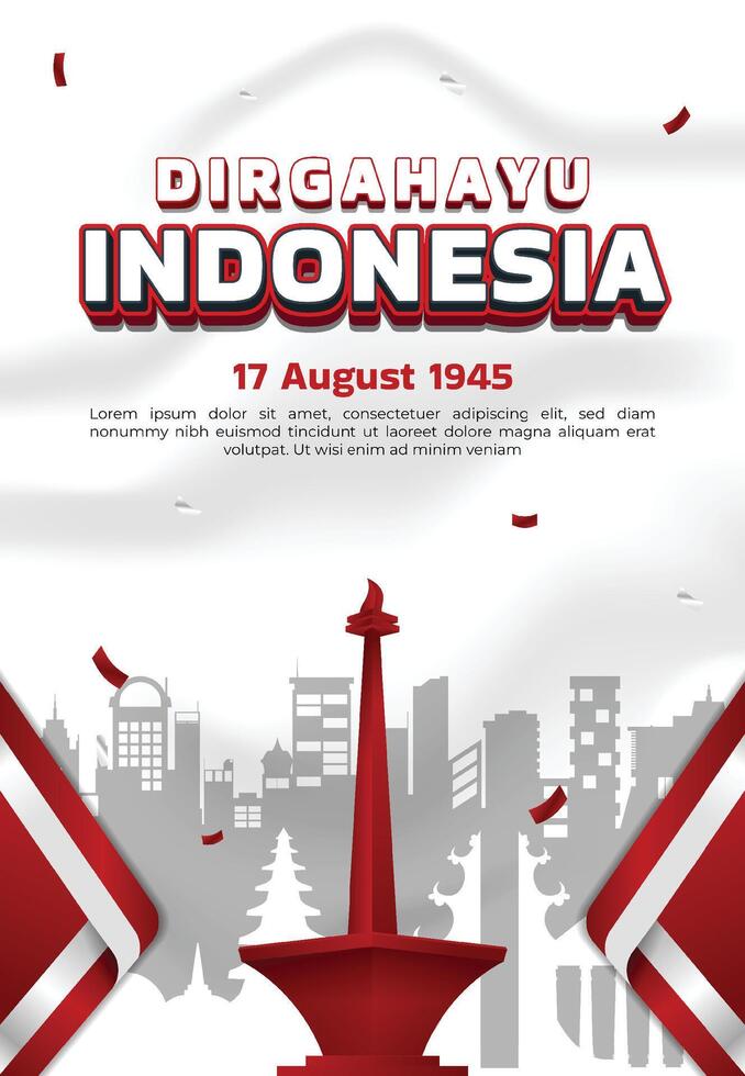 Independence Day of Indonesia Poster vector