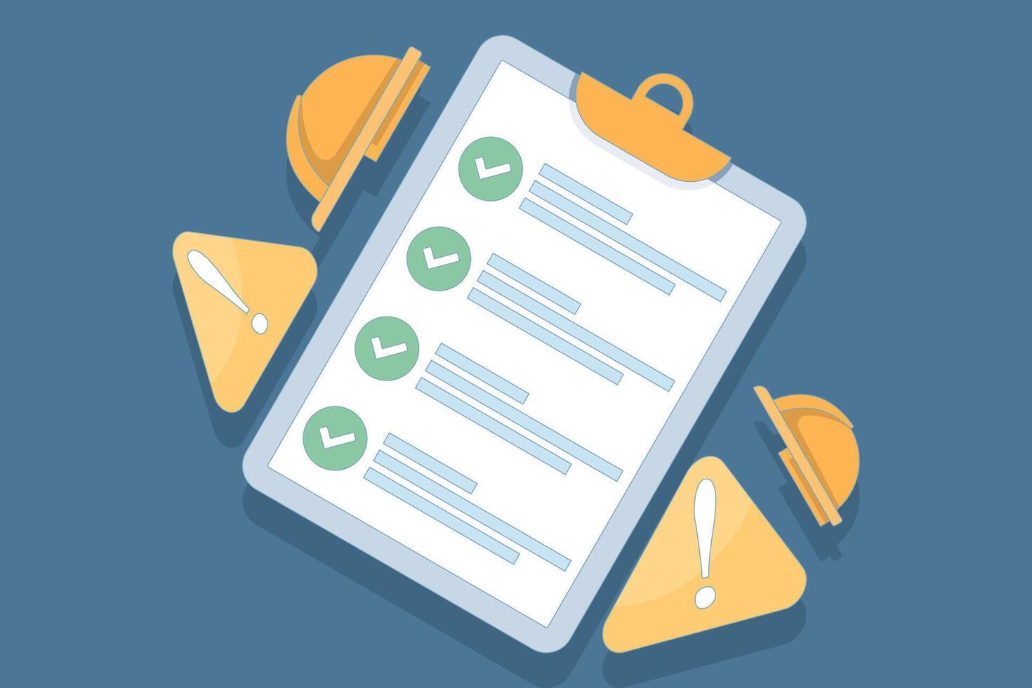 occupational safety and health concept. Government public services protect workers from health and safety hazards in the workplace. OSHA covers occupational safety regulations and health inspections. vector