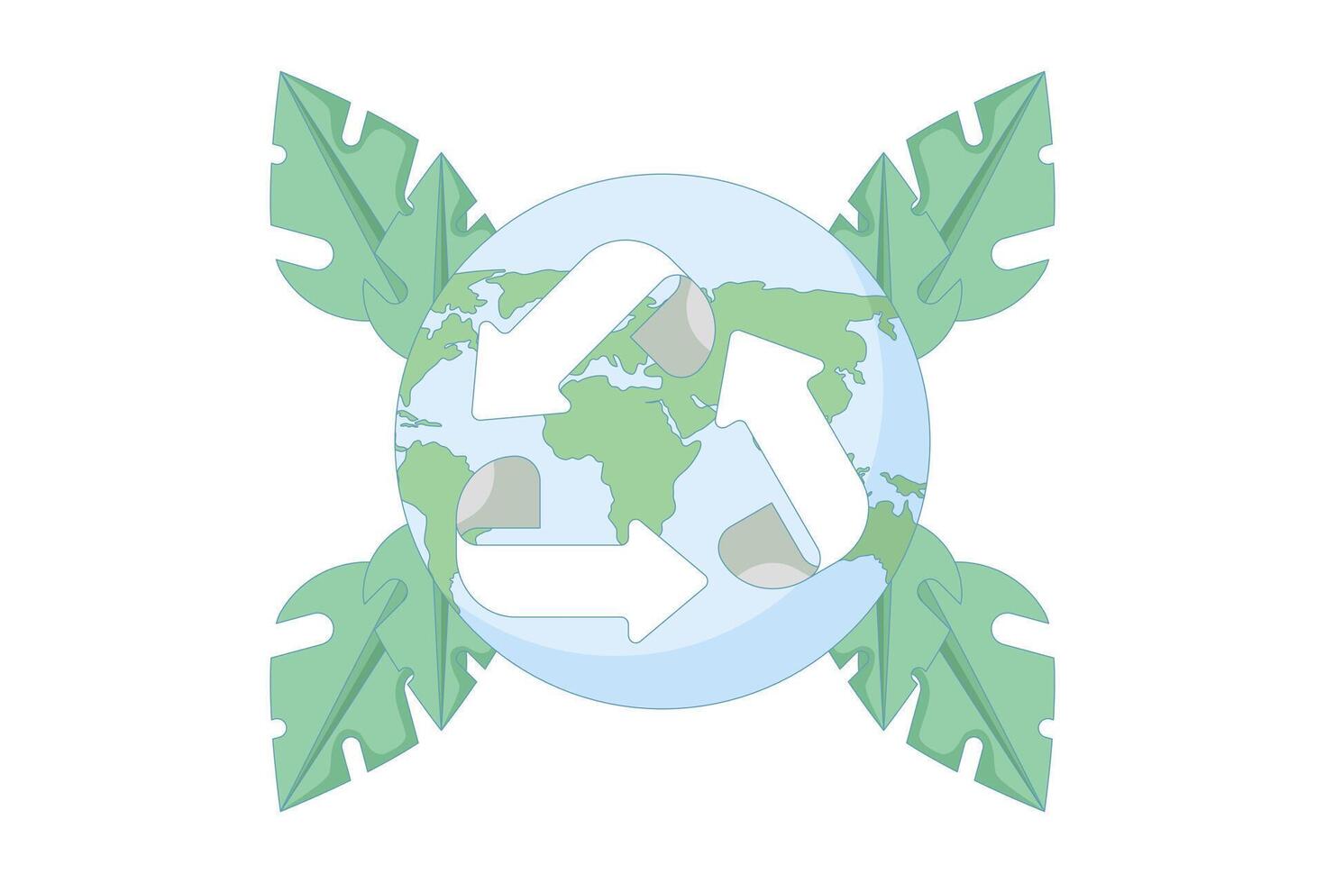 recycling concept, zero waste living with sustainability elements. Ecology or renewable energy. saving the world from climate change or global warming, sustainable green movement with recycling symbol vector