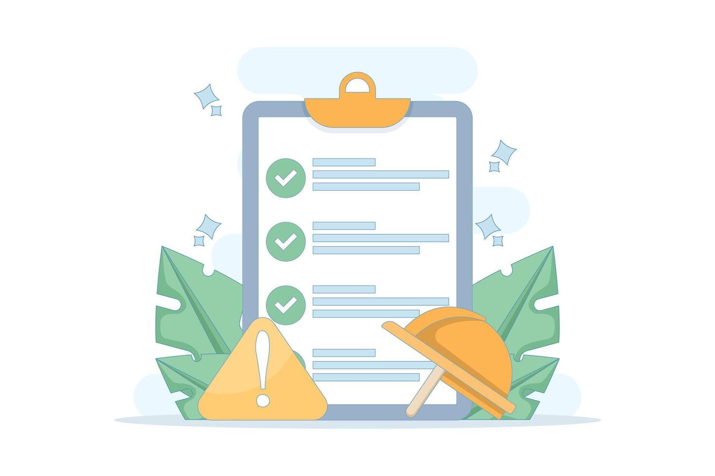 occupational safety and health concept. Government public services protect workers from health and safety hazards in the workplace. OSHA covers occupational safety regulations. vector