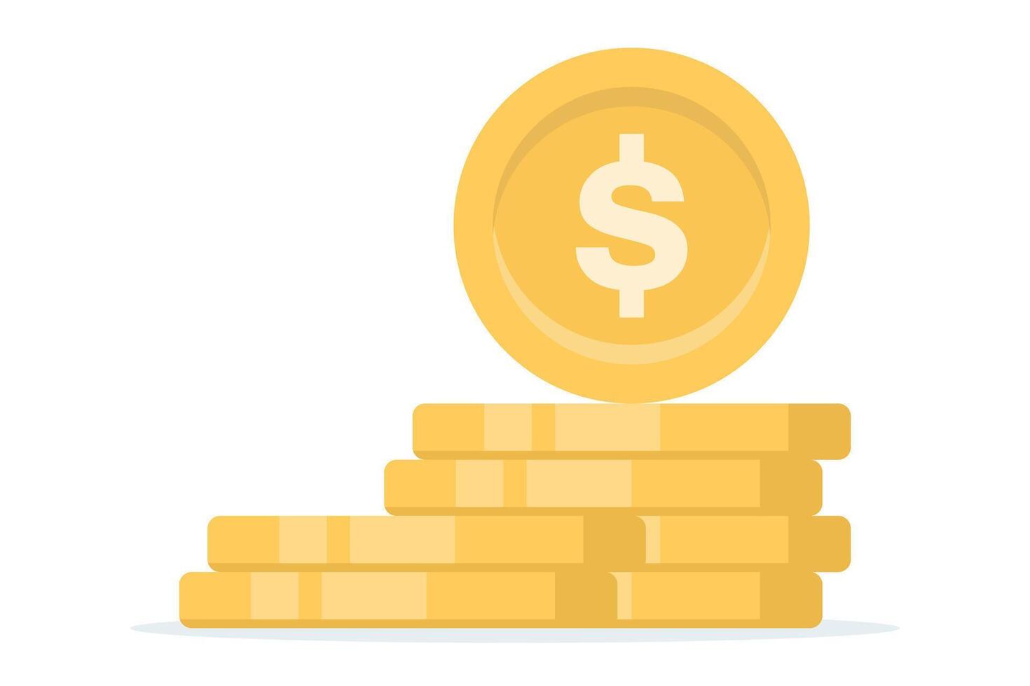 gold coins stack illustration. Gold coins with dollar sign. Growth, income, savings, investment. Symbol of wealth. Business success. Flat style illustration. vector