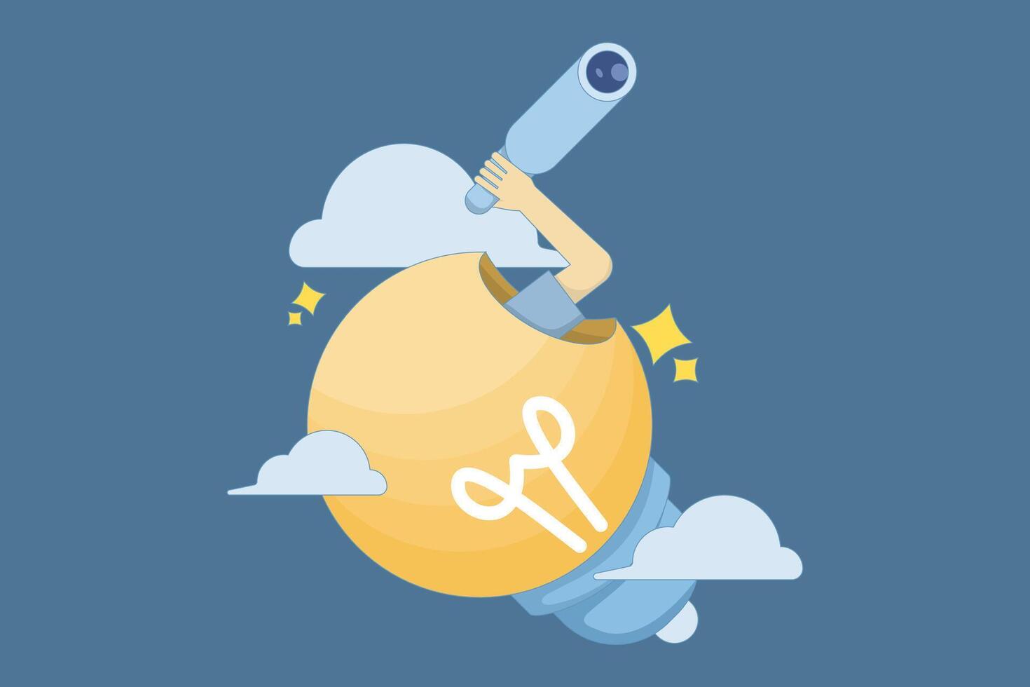 concept of seeking inspiration or creativity. seeking information and brilliant ideas. innovation creative thinking. visionary to uncover innovative solutions and fresh ideas. flat illustration. vector