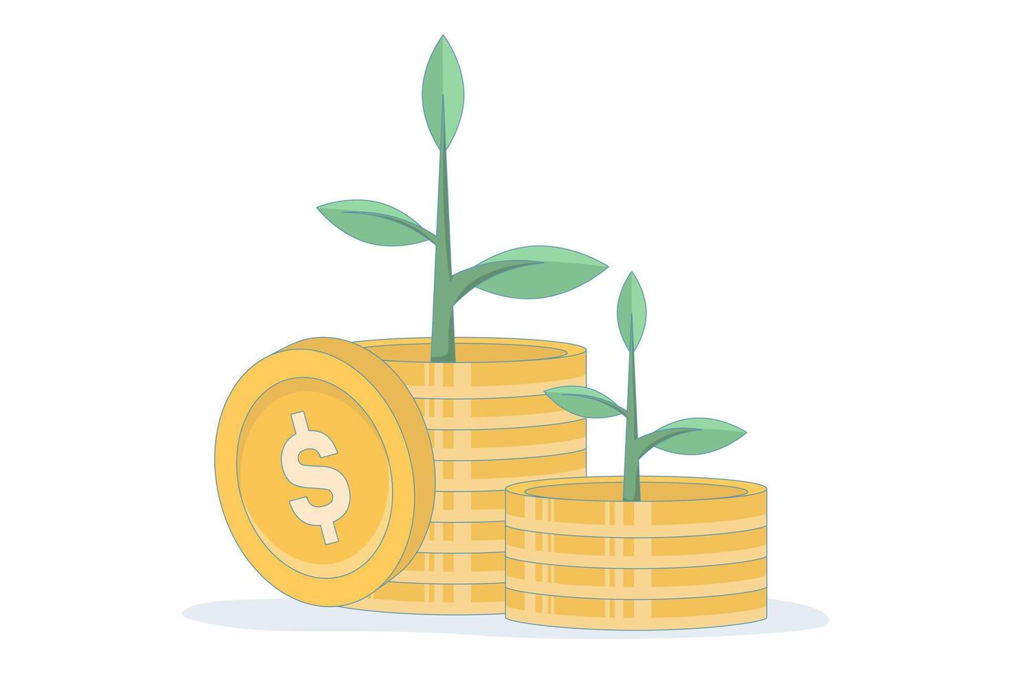 growing investment concept. Financial growth through sustainable investment with plants. increasing profit, revenue and business valuation. flat design illustration on background. vector