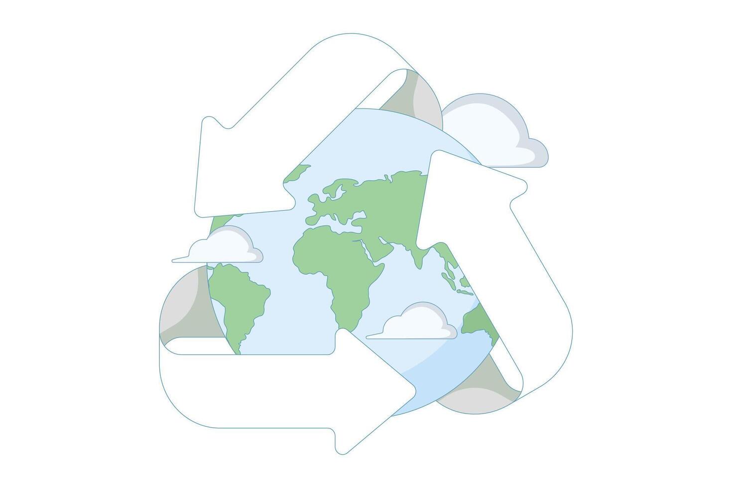 illustration of recycling concept, zero waste living with sustainability elements. Ecology or renewable energy. sustainable green movement with recycling symbol. vector