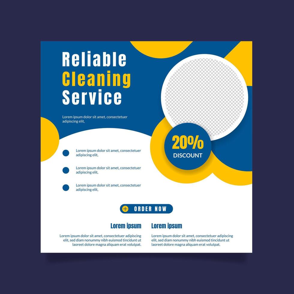 Cleaning service social media post or square flyer template design vector