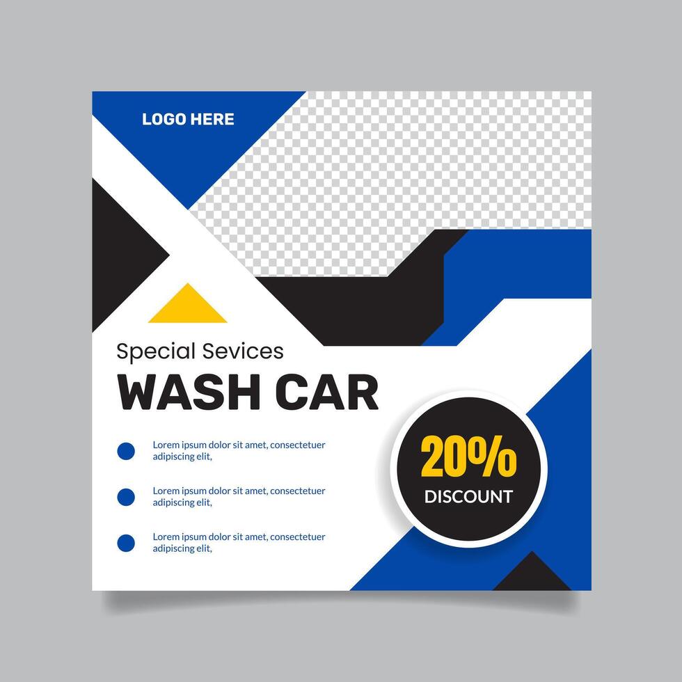 a blue and yellow flyer for a car wash vector