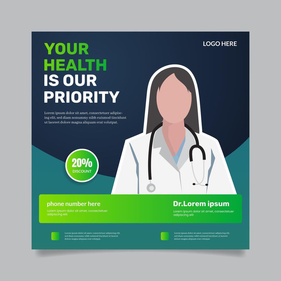 Healthcare prevention banner or square flyer vector