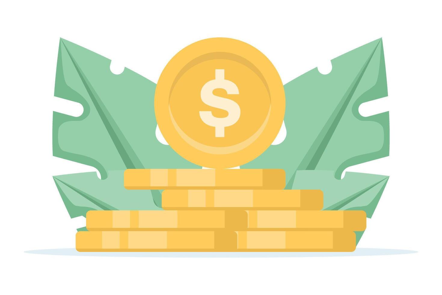 Coins and dollar sign with leaves vector