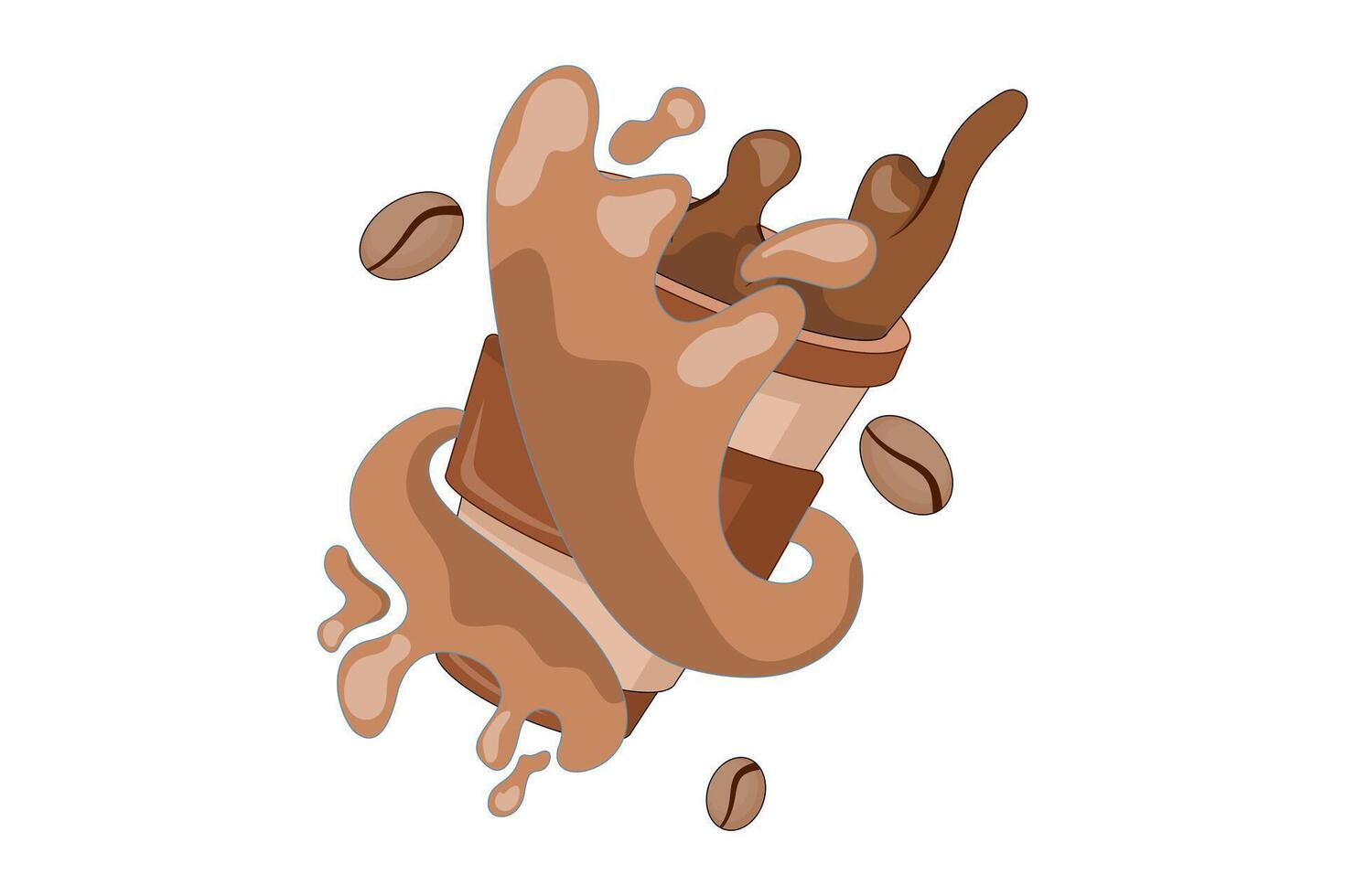 Flying Coffee Cartoon. Coffee Drink. Premium Food Drink Icon Isolated. floating coffee beans. suitable for cafe menu, Flat Cartoon Style Illustration. vector