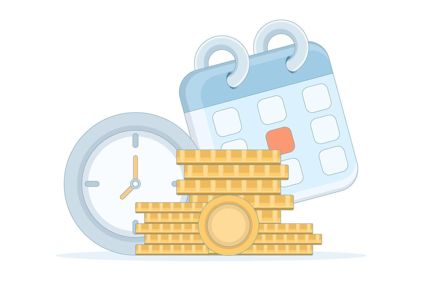 Clock, calendar, and coins for finance vector