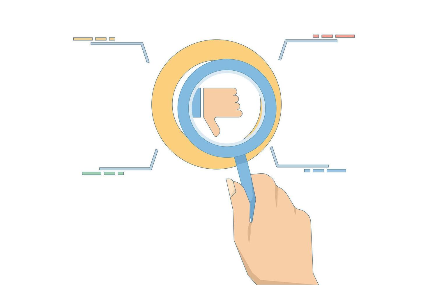 illustration about analyzing negative feedback to see value. marketing or customer analysis for new opportunities. customer feedback or problem analysis for solution. vector
