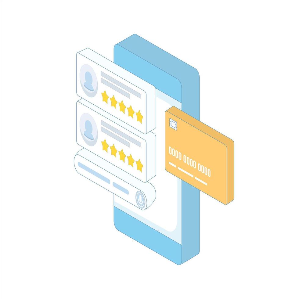 Customer profile analysis concept. Customer reviews on screen, Marketing strategy review, analyzing customer feedback on screen. Data from ratings, reviews and performance graphs. vector