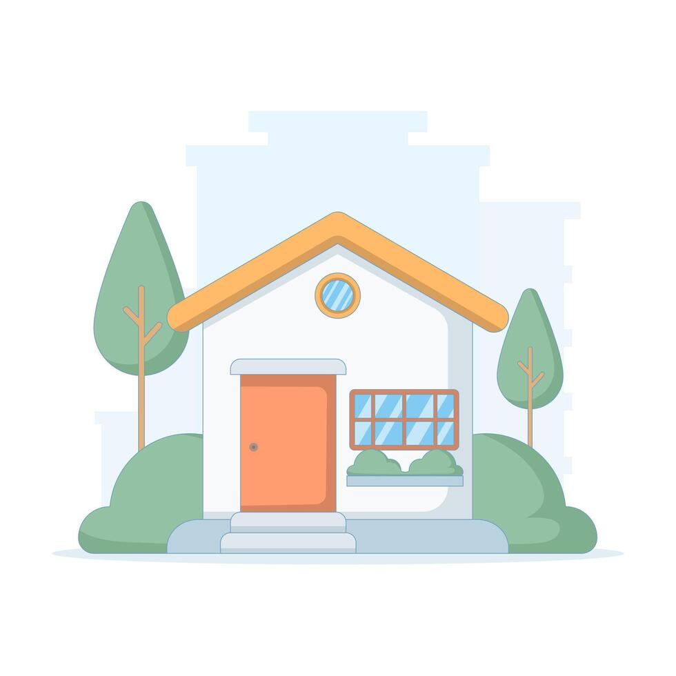 illustration of a house with trees vector