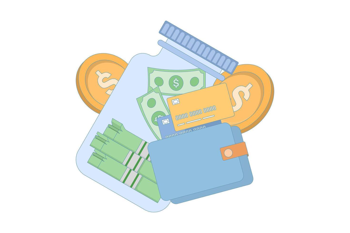 concept of financial responsibility, and the importance of safe money management and budgeting. budgeting and the importance of building savings for a secure future. vector